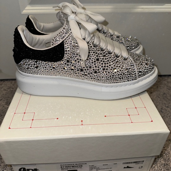 Alexander McQueen Shoes - White & Black Crystal Covered Alexander McQueen Oversized Sneaker size 37.5